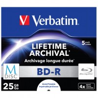  BD Verbatim DL 25Gb 4x Jewel Case 5 M-Disc Archival Media (43823)