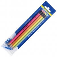   BUROMAX HB, with eraser, NEON, SET 4, assorted colors/blster (BM.8521)